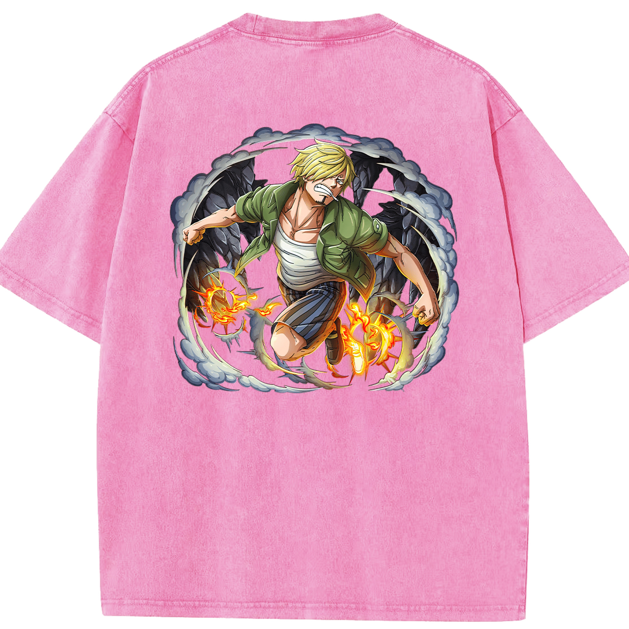 ワンピース サンジ ONE PIECE Sanji 綿100% ヴィンテージ風 半袖Tシャツ（背面プリント）